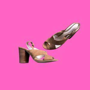 NINE WEST Suede Peep Toe Sandals